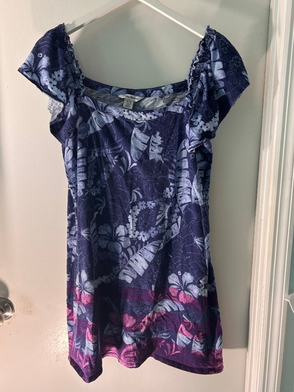 Tommy Bahama Floral Tunic Dress Cover Up Blue Purple - Size M
